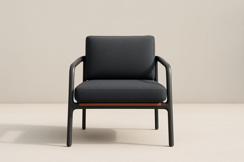 Fauteuil en aluminium avec coussin en polyester noir et anthracite