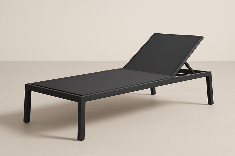 Chaise Longue Extérieure Aluminium Tissu Noir