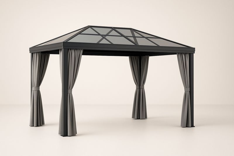 Pavillon de Jardin Aluminium Verre Gris