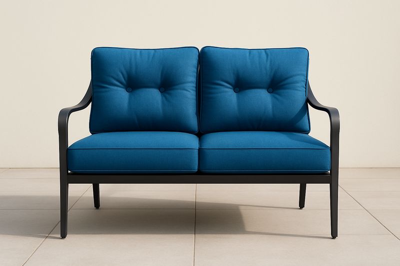 Canapé 2 Places Extérieur Aluminium Bleu