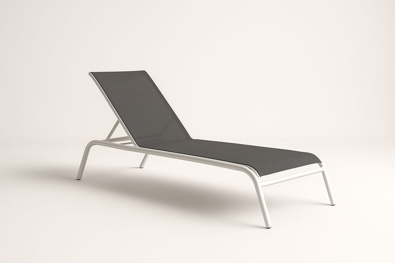 Chaise longue extérieure en aluminium et textile gris