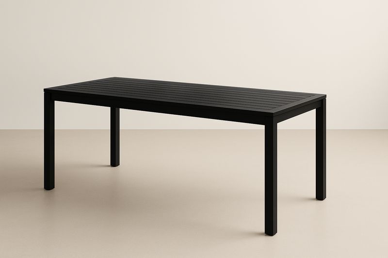 Table rectangulaire en métal noir pour l'extérieur 180x90x75 cm