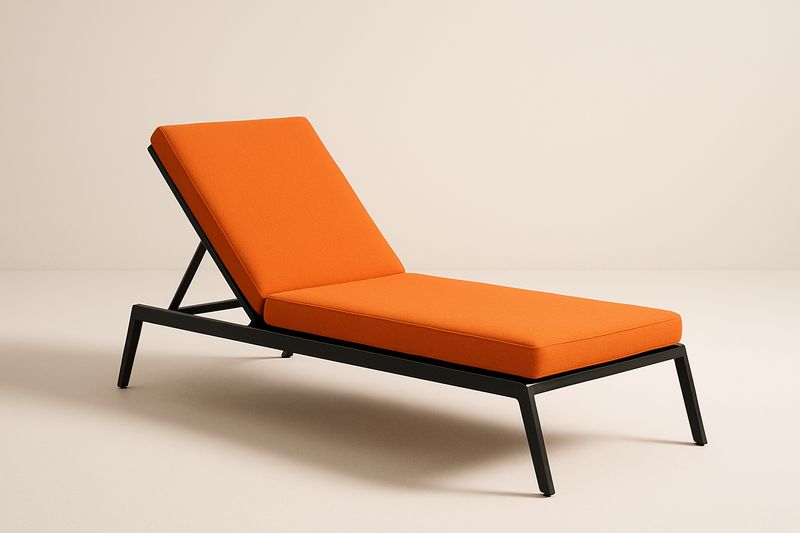 Chaise longue en aluminium avec coussin polyester, dossier inclinable, 32×65×198 cm