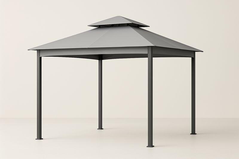 Pavillon de Jardin en Métal Gris 3x3 m