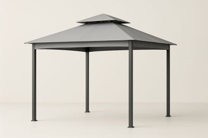 Pavillon de Jardin en Métal Gris 3x3 m
