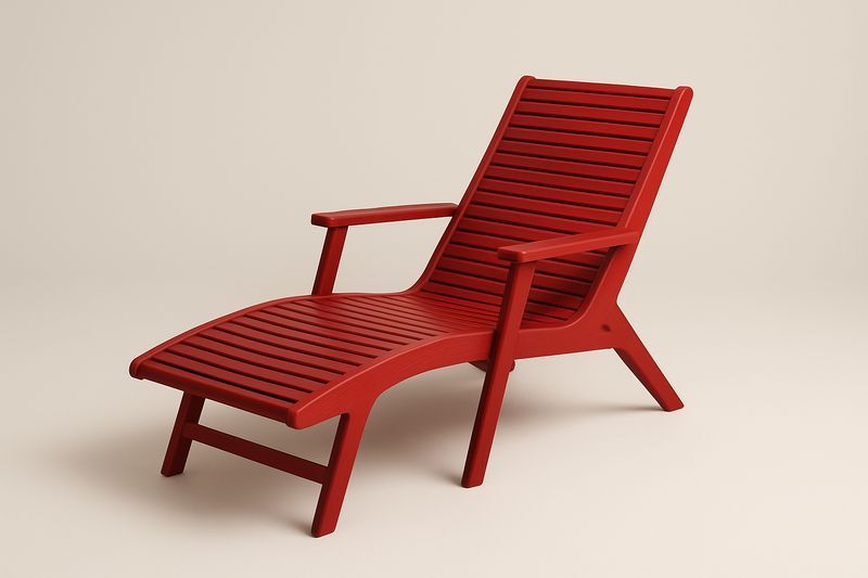 Chaise longue en bois rouge