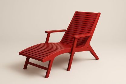 Chaise longue en bois rouge