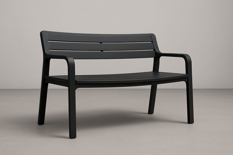 Banc en polypropylène noir, dimensions 80x60x120 cm