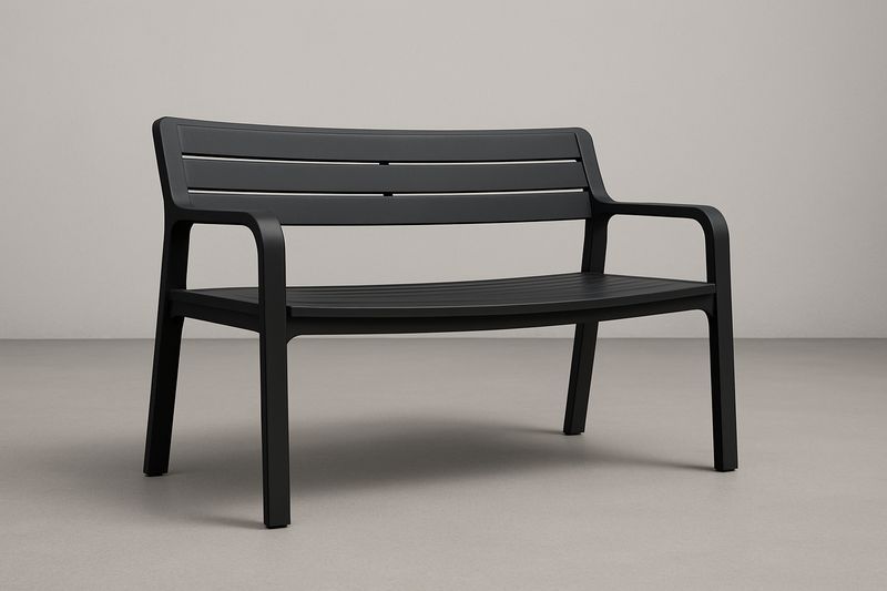 Banc en polypropylène noir, dimensions 80x60x120 cm