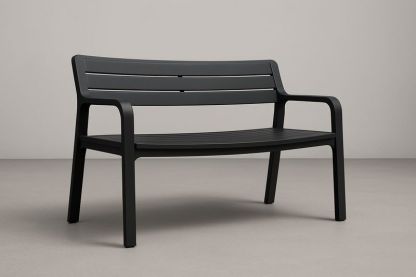 Banc en polypropylène noir, dimensions 80x60x120 cm