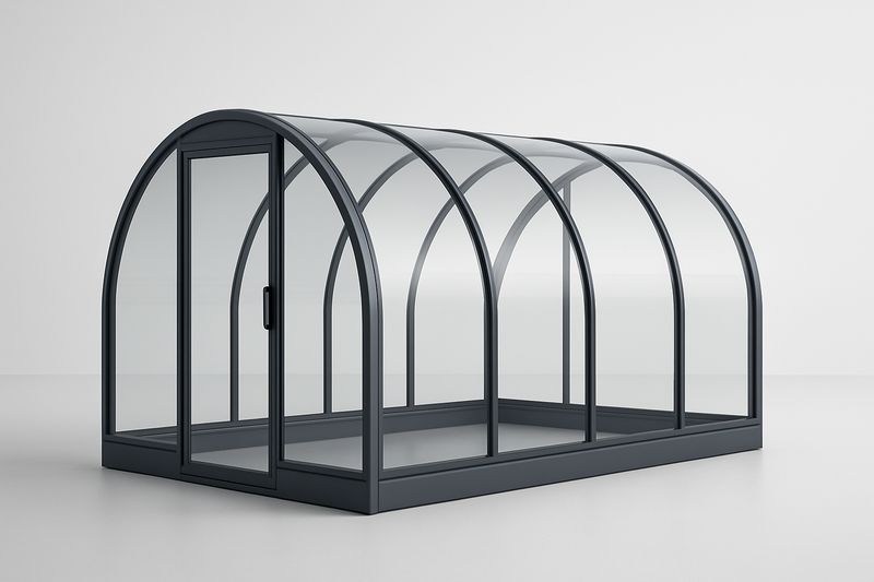 Serre Tunnel Aluminium et Polycarbonate Gris 300x200x200 cm