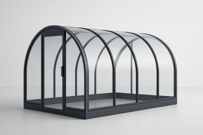 Serre Tunnel Aluminium et Polycarbonate Gris 300x200x200 cm