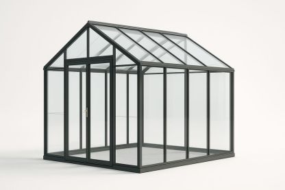Serre de Jardin Aluminium Verre Trempé Noir 300x300x250cm