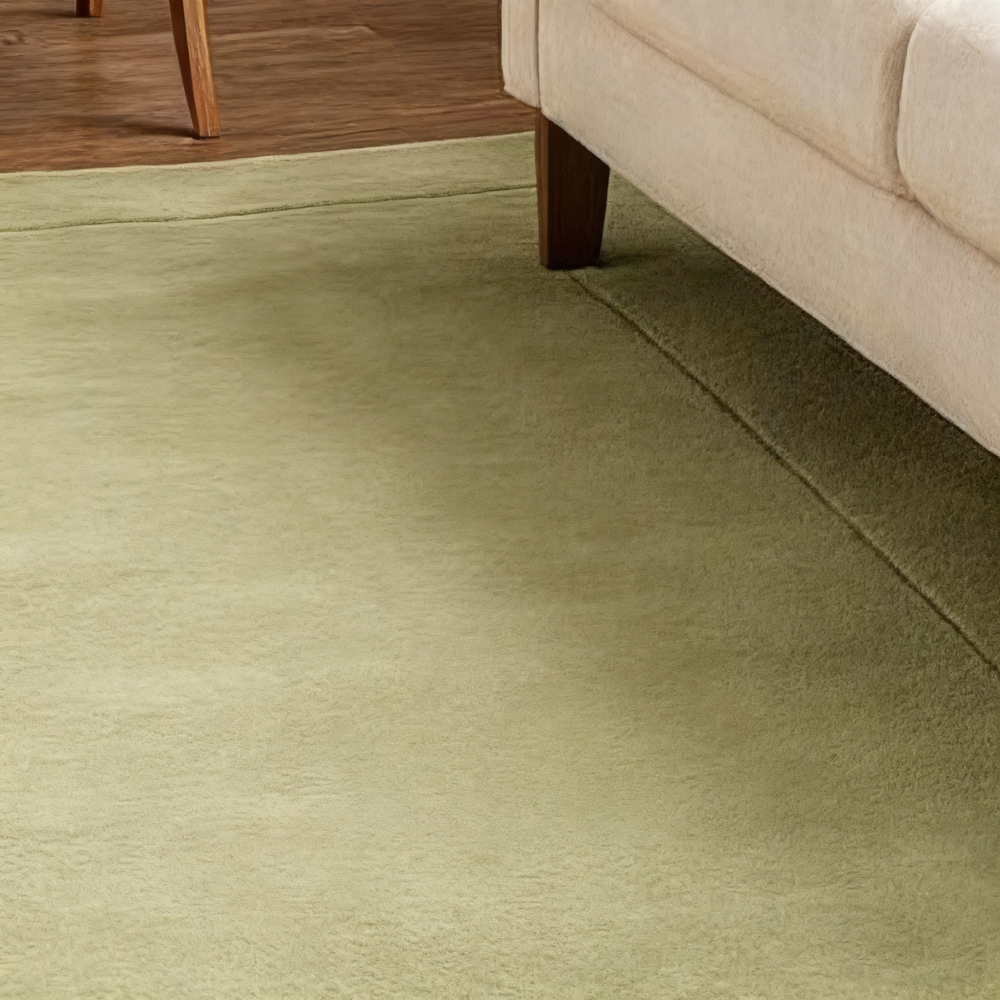 Tapis rectangulaire moderne vert sauge avec bordure minimaliste - Décoration douce, élégante et polyvalente pour le salon et la chambre à coucher