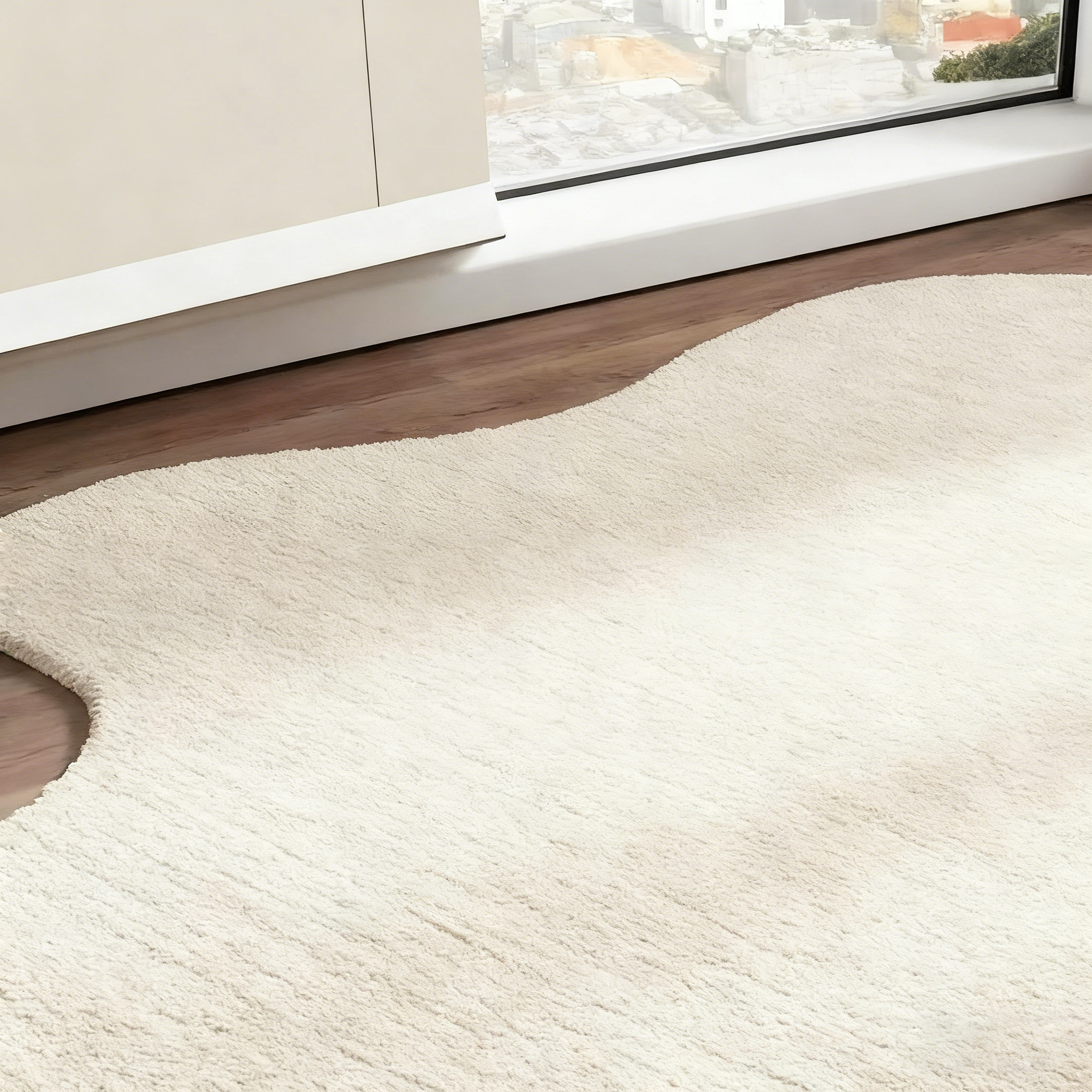 Tapis en laine tufté main moderne irrégulier beige pâle pour chambre d'enfant, chambre 5 x 8 tapis 8 x 10 pour salon Tapis fait main personnalisé