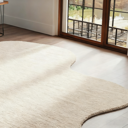 Tapis en laine tufté main moderne irrégulier beige pâle pour chambre d'enfant, chambre 5 x 8 tapis 8 x 10 pour salon Tapis fait main personnalisé