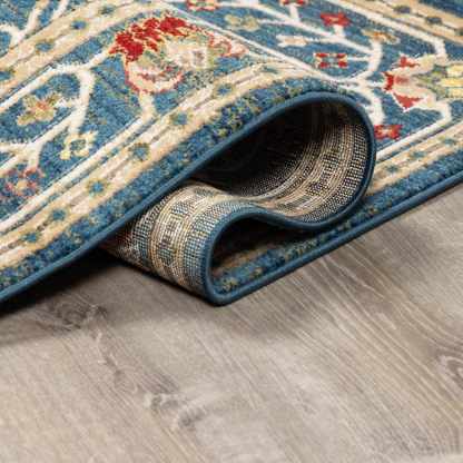 Tapis damassé bleu marine Neola