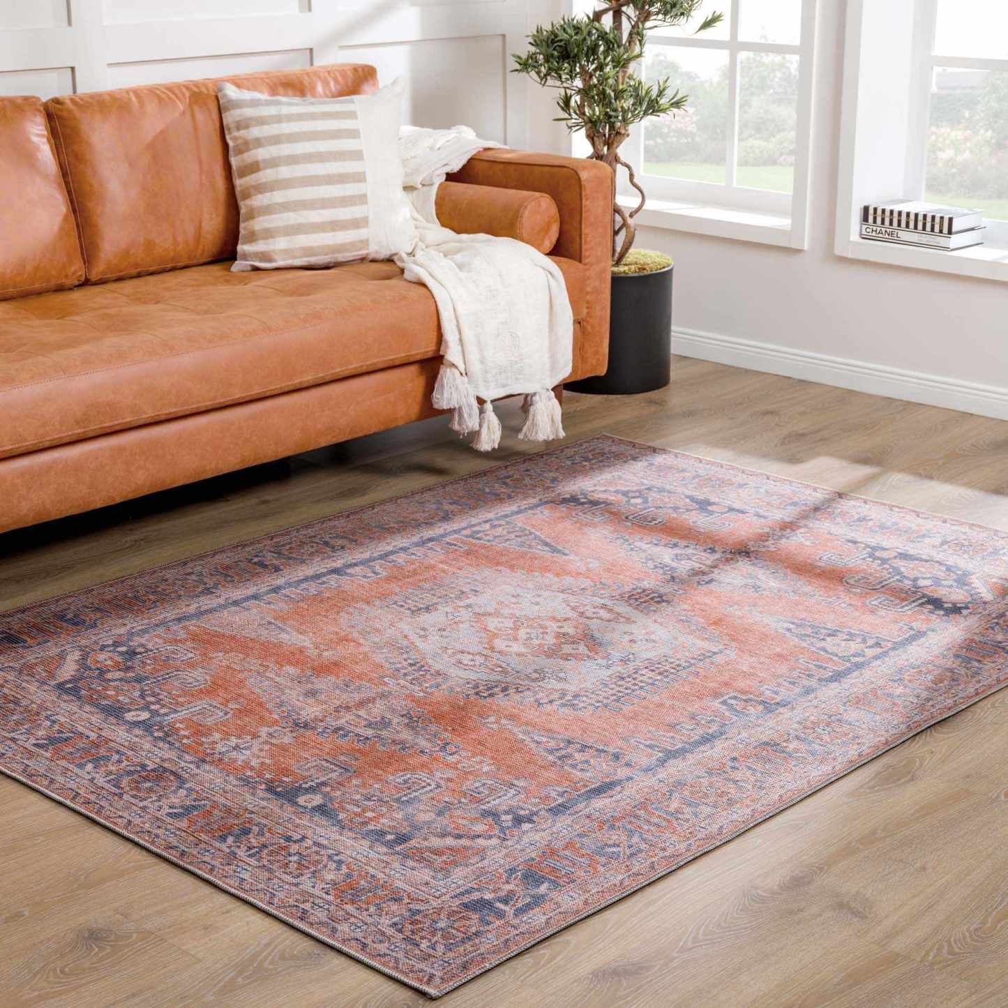 Tapis Taber de style persan orange brûlé