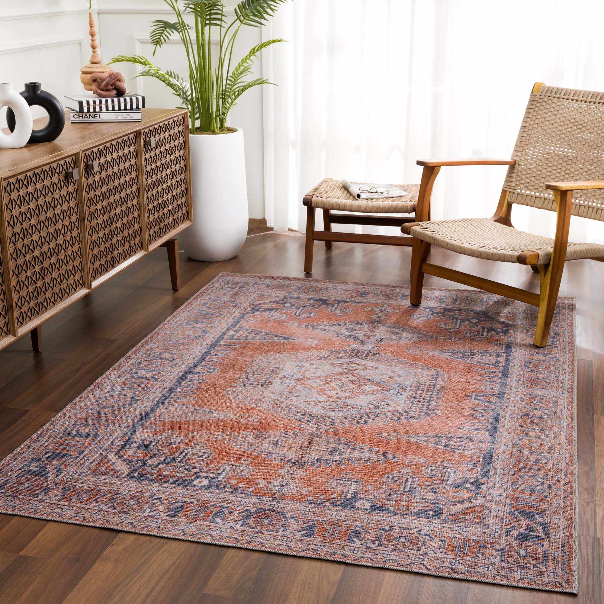 Tapis Taber de style persan orange brûlé