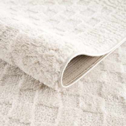 Tapis à carreaux ivoire Leryn