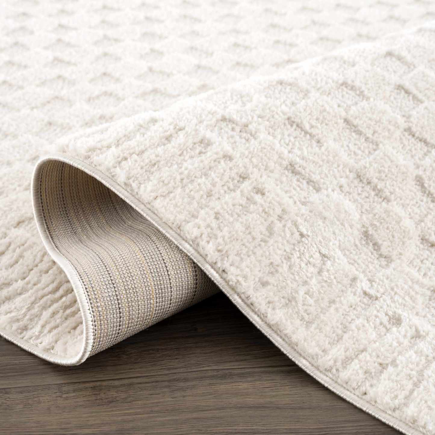 Tapis à carreaux ivoire Leryn