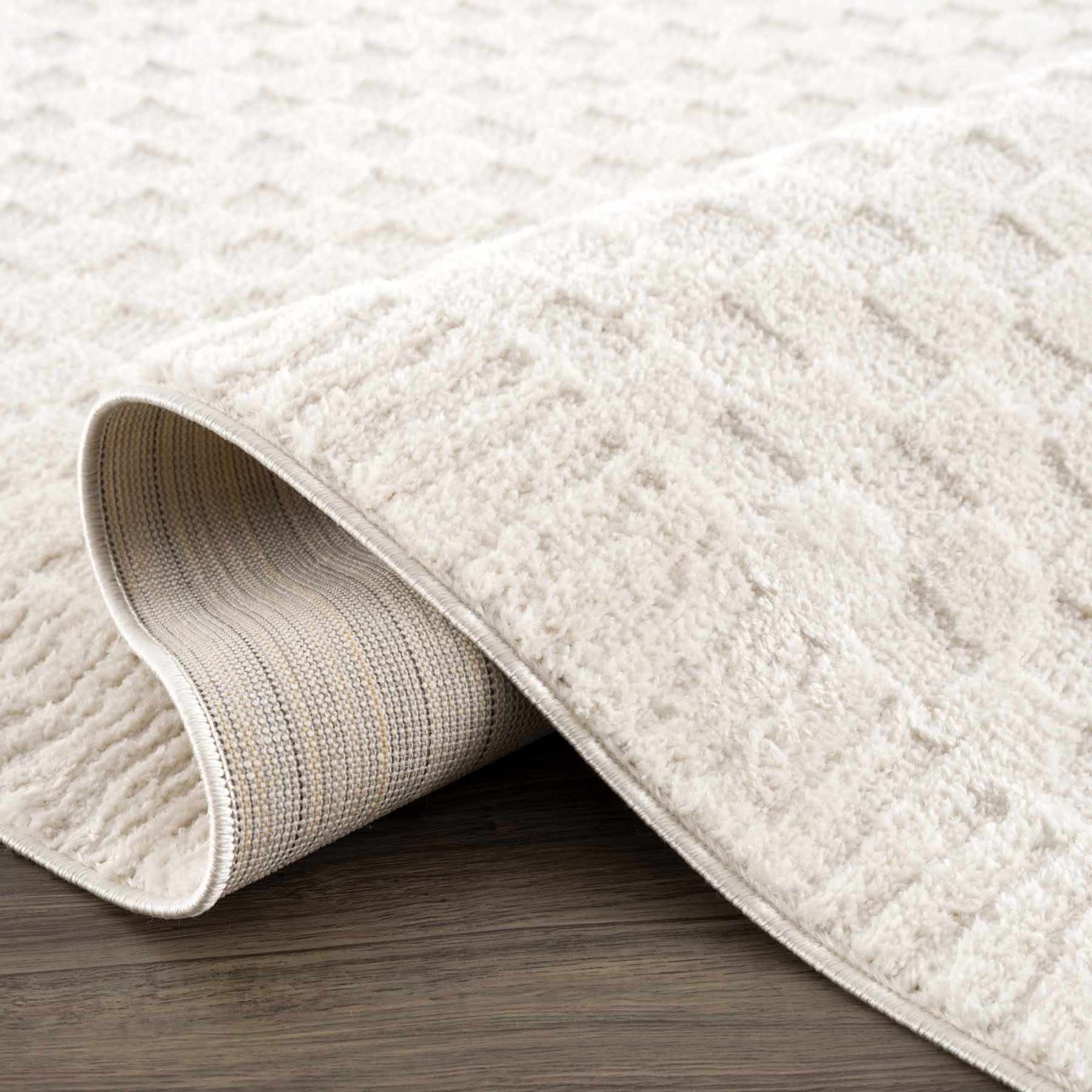 Tapis à carreaux ivoire Leryn