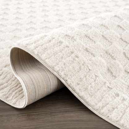 Tapis à carreaux ivoire Leryn