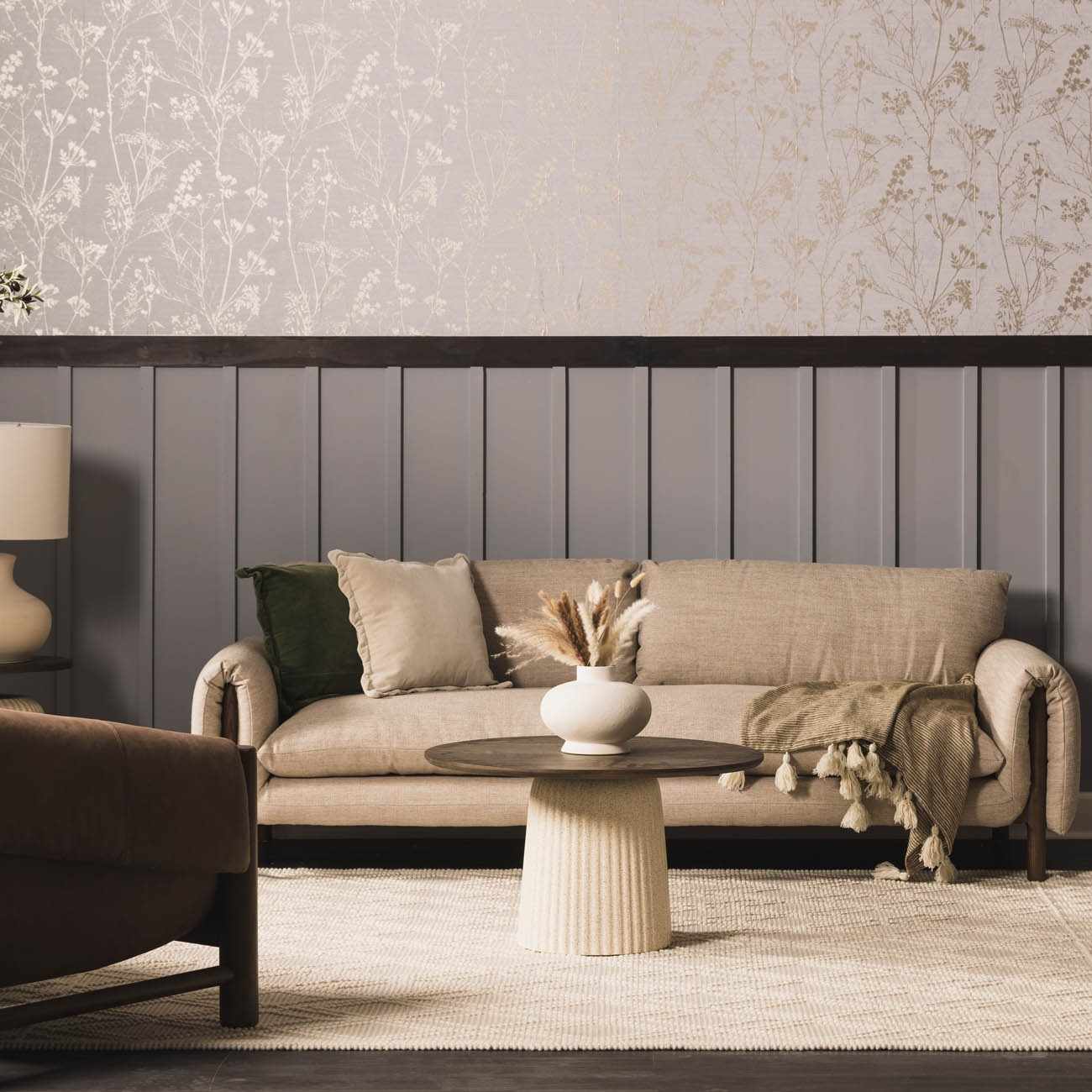 Tapis en laine Ramsbury Beige Trellis