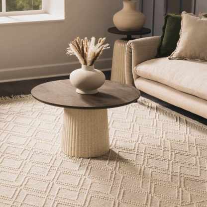 Tapis en laine Ramsbury Beige Trellis