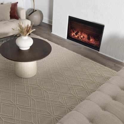 Tapis en laine Ramsbury Beige Trellis