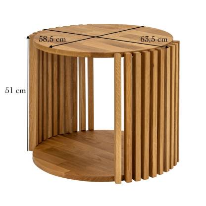 Table basse ronde en bois, Table basse cannelée, Table basse en chêne massif, Table basse en bois de chêne massif, Table basse ronde, Holztisch