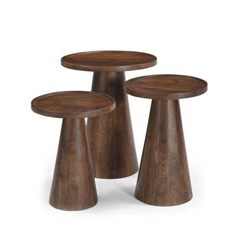 Ensemble de 3 tables d'appoint en bois de manguier