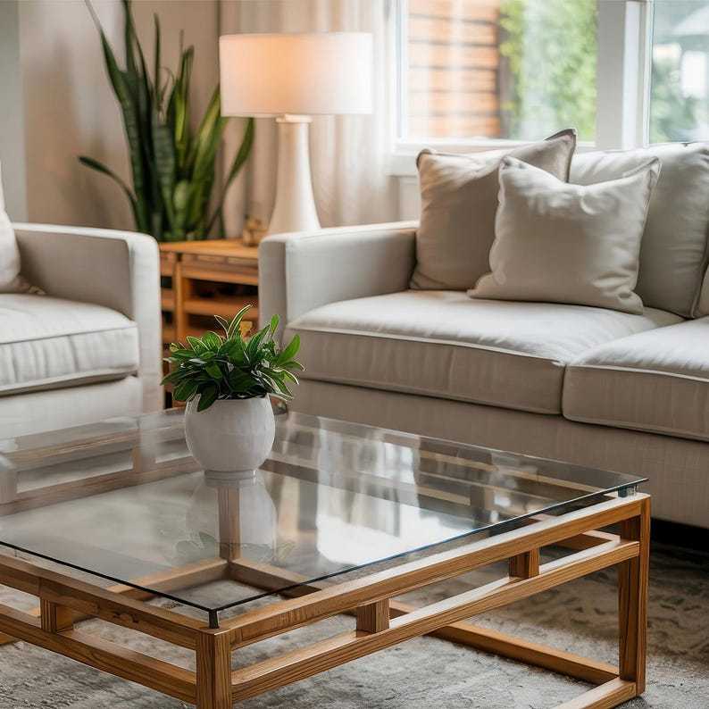 Plateau de table rectangulaire en verre transparent scandinave