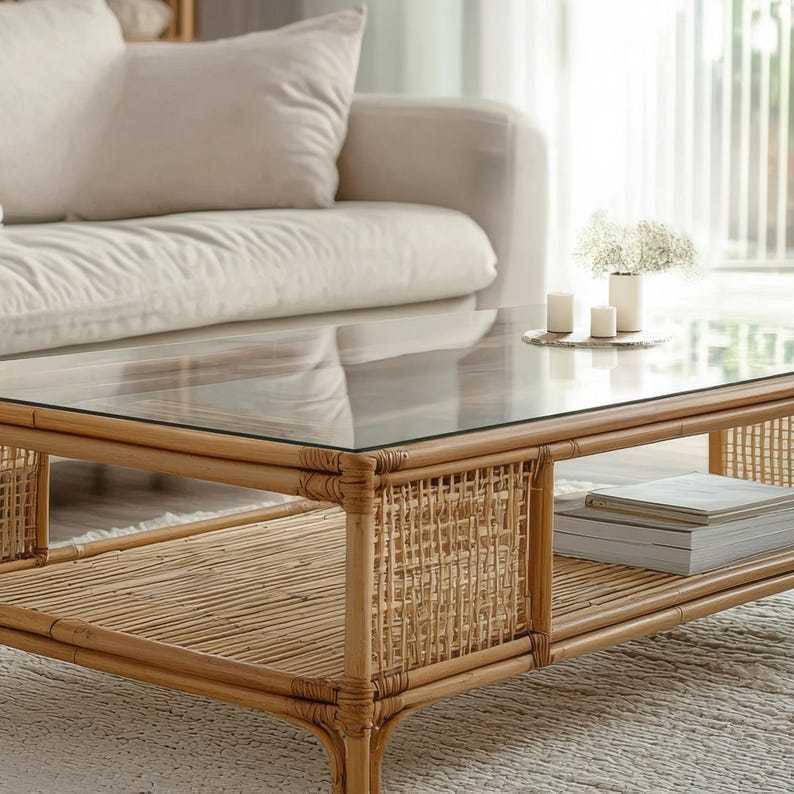 Plateau de table rectangulaire en verre transparent scandinave