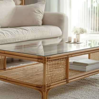 Plateau de table rectangulaire en verre transparent scandinave