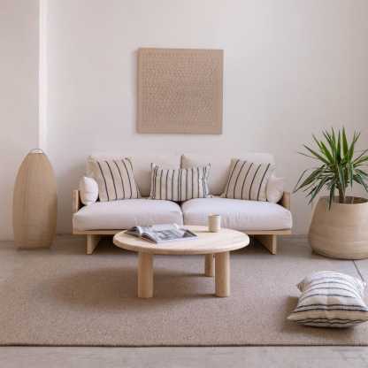 Table basse ronde, table de salon en bois massif, meuble artisanal - Maset