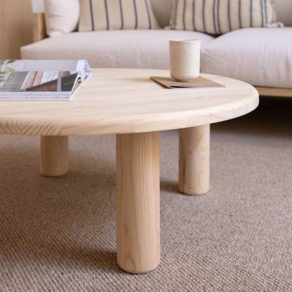 Table basse ronde, table de salon en bois massif, meuble artisanal - Maset