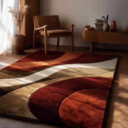 Tapis à vagues géométriques rétro des années 70 : tapis d'appoint moderne Mid-Century