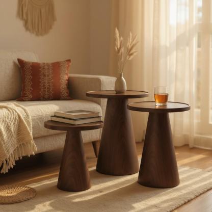 Ensemble de 3 tables d'appoint en bois de manguier