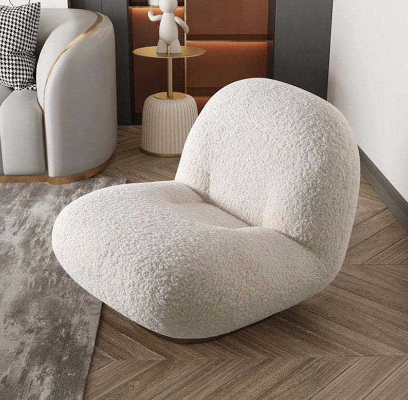 Modern Chair – Cozy Curved Lounge Seat, Minimalist Accent Armchair for Living Room