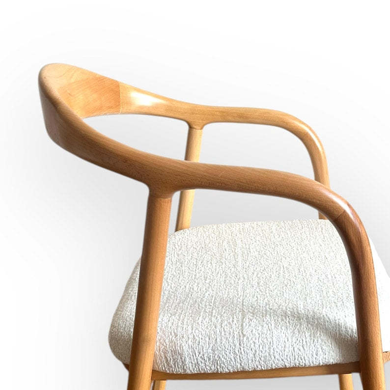 Chaise de salle à manger moderne en bois, chaise en bois naturel pour salle à manger, chaises de salon personnalisées, chaise en bois confortable avec dossier