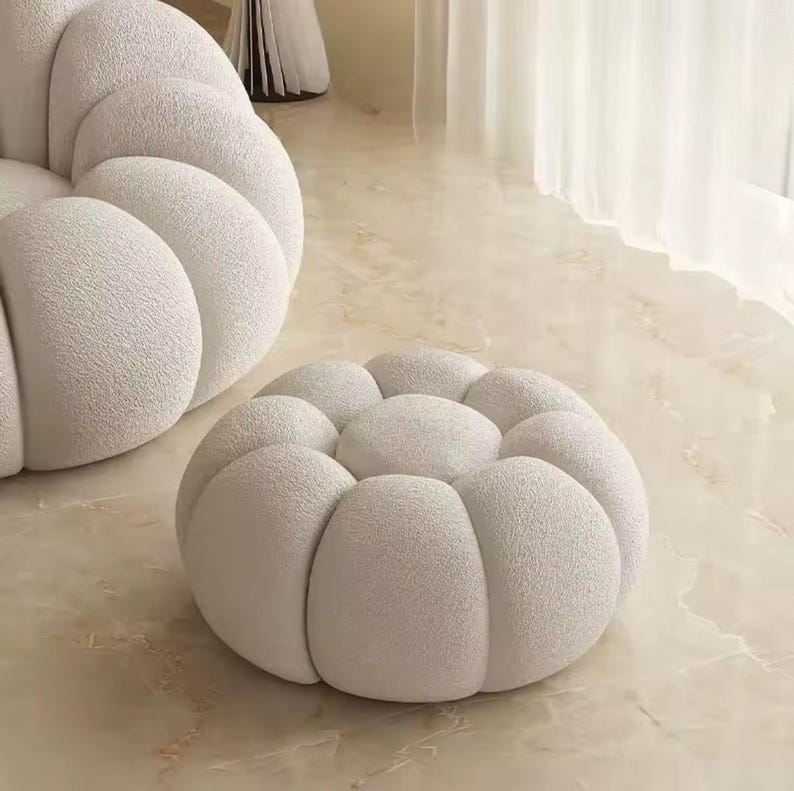 Chaise rondes modernes avec repose-pieds assortis créent un salon confortable et relaxant