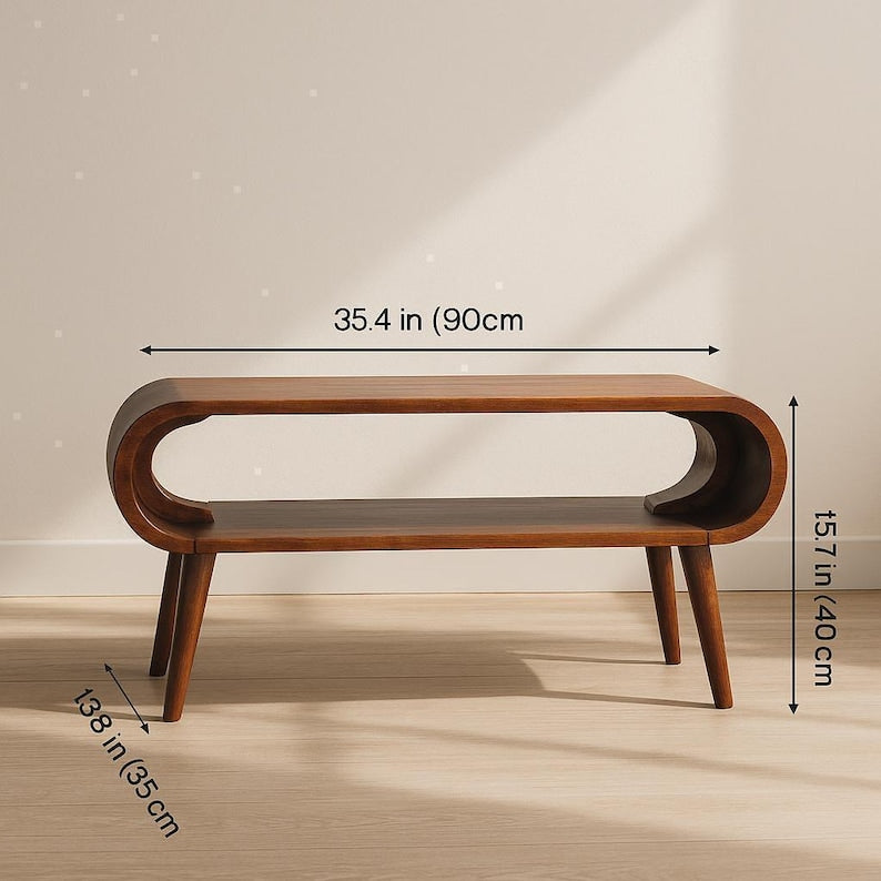 Table basse de style nordique en bois massif - châtaignier, mangue, miel, caramel et noyer
