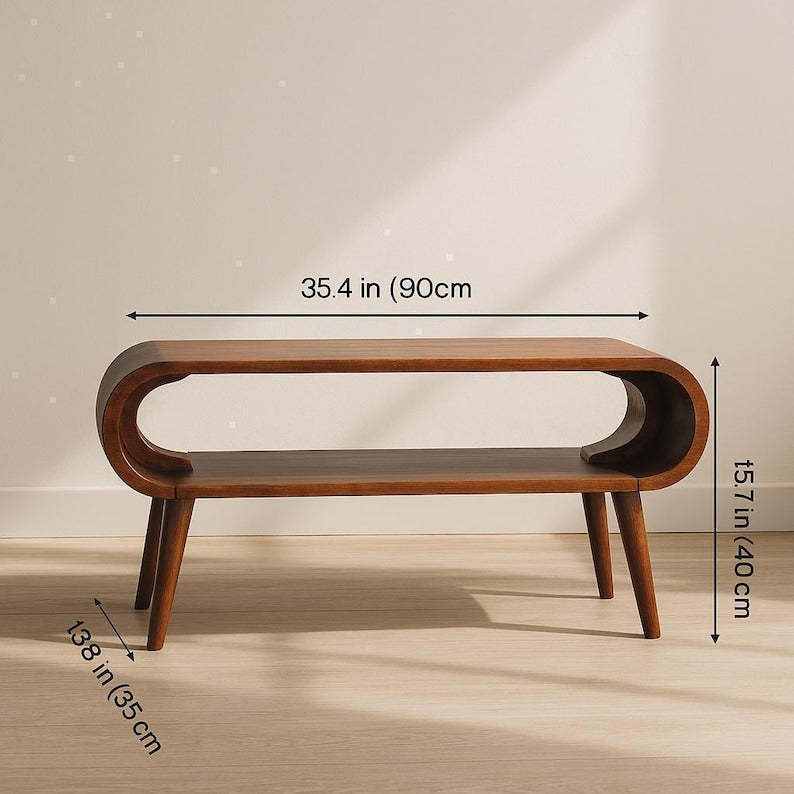 Table basse de style nordique en bois massif - châtaignier, mangue, miel, caramel et noyer