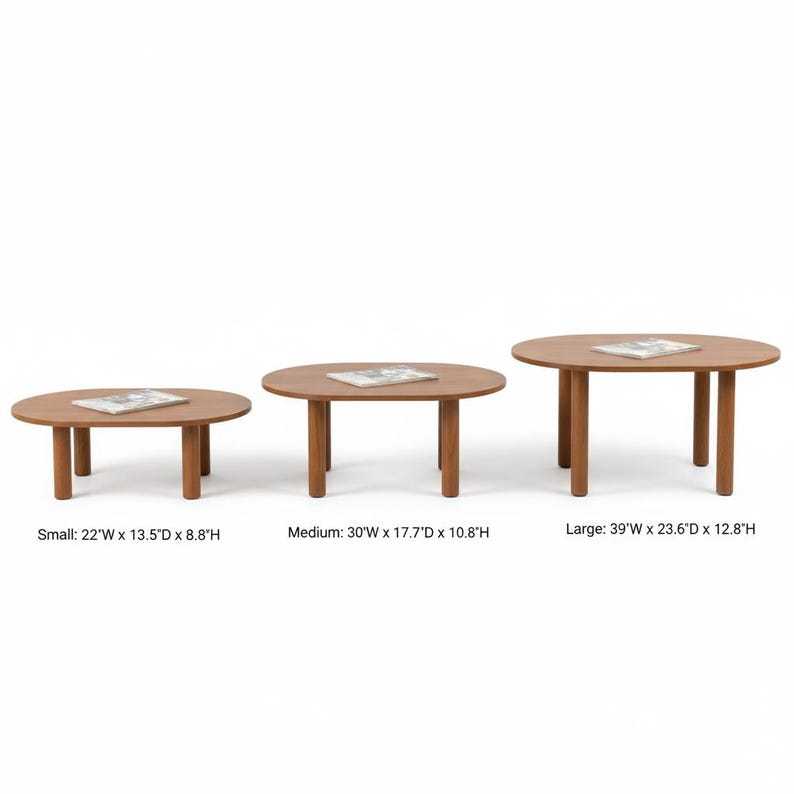 Table basse ovale, table d'appoint en bois avec pieds en bois, petite table basse moderne du milieu du siècle, meubles de salon, table de centre en bois
