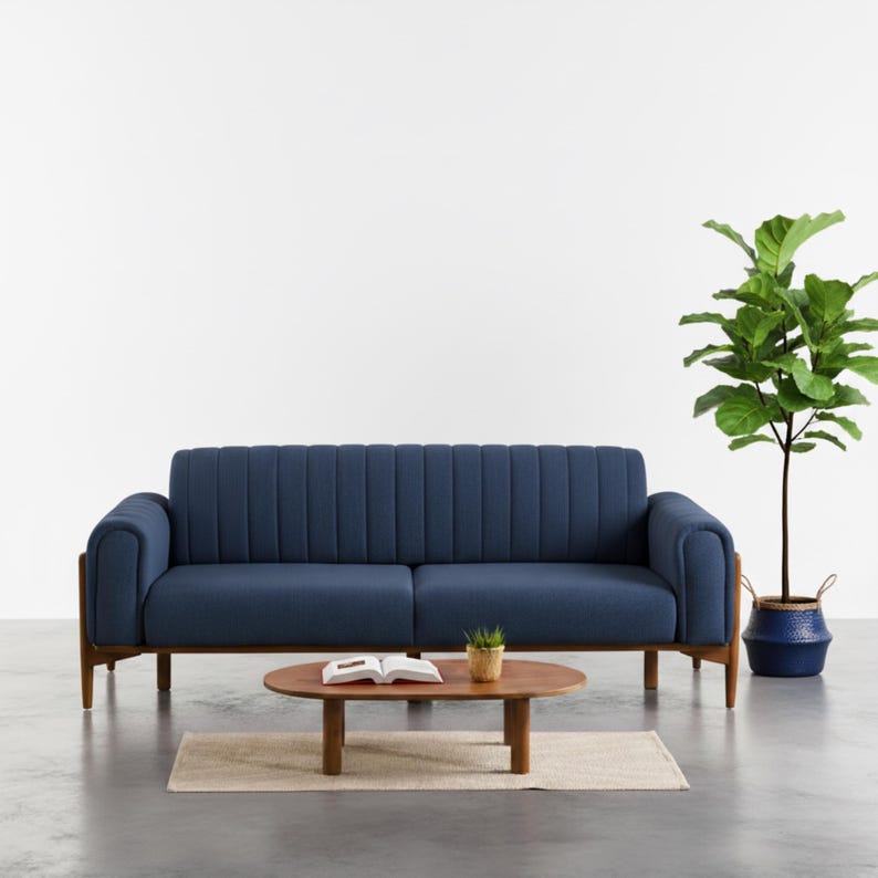 Table basse ovale, table d'appoint en bois avec pieds en bois, petite table basse moderne du milieu du siècle, meubles de salon, table de centre en bois