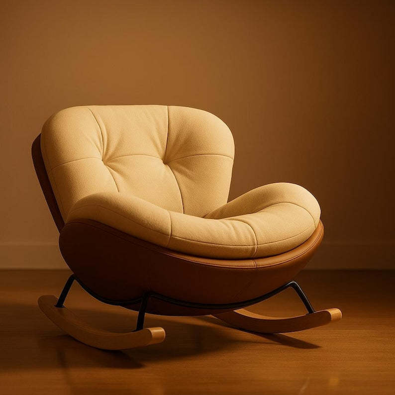 Fauteuil à bascule confortable en bois escargot - Grand canapé à bascule paresseux pour balcon ou salon, siège de salon de loisirs confortable pour la maison