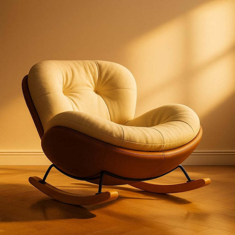 Fauteuil à bascule confortable en bois escargot - Grand canapé à bascule paresseux pour balcon ou salon, siège de salon de loisirs confortable pour la maison