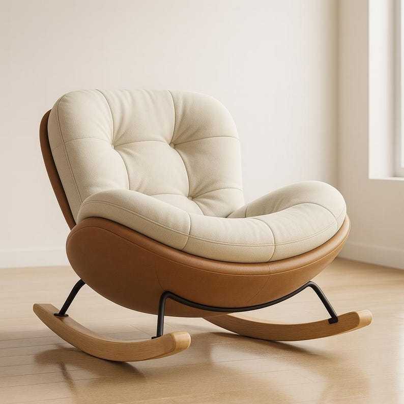 Fauteuil à bascule confortable en bois escargot - Grand canapé à bascule paresseux pour balcon ou salon, siège de salon de loisirs confortable pour la maison