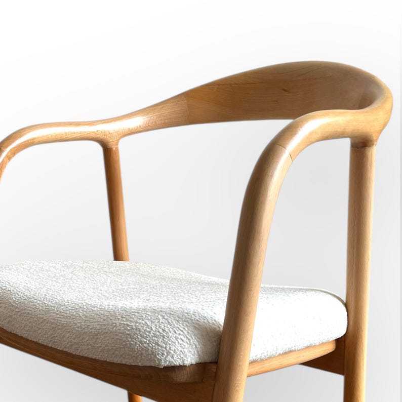 Chaise de salle à manger moderne en bois, chaise en bois naturel pour salle à manger, chaises de salon personnalisées, chaise en bois confortable avec dossier